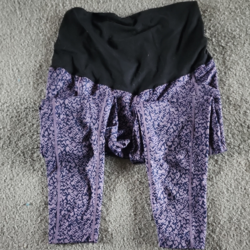 Maternity Purple and Black Patterned Leggings